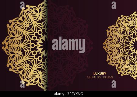 Elegant golden oriental background adorned with a delicate lace pattern, showcasing a rich and opulent design Stock Vector