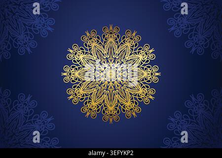 A decorative background in blue and gold, highlighted by a circular pattern that enhances its visual appeal Stock Vector