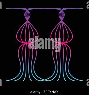 Vibrant jellyfish like objects with gradient colors Stock Vector