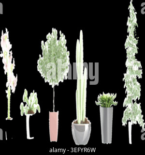 Set of house plants in pots isolated on white background Pro Vector Stock Vector