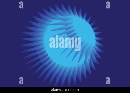 A blue abstract sunburst radiates from the center against a dark blue background, creating a striking visual effect Stock Vector
