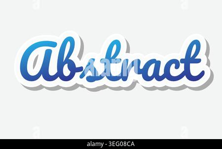 Abstract sticker featuring blue and white lettering, showcasing a modern and artistic design Stock Vector