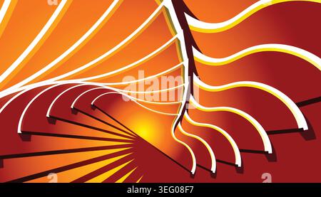 An abstract illustration depicting a spiral staircase, showcasing intricate curves and a dynamic sense of movement Stock Vector