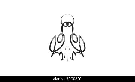 Monochrome illustration of a squid, featuring intricate details of its tentacles and body Stock Vector
