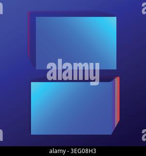 Two blue boxes with red borders positioned on a blue background, creating a striking visual contrast Stock Vector