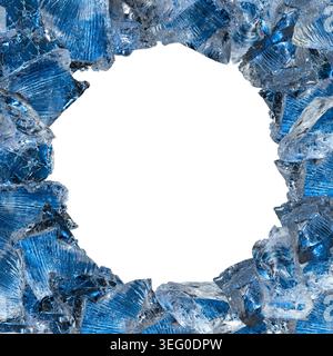 Square composition with broken ice shards on a white background. Free space for your text, subject, or logo. Stock Photo