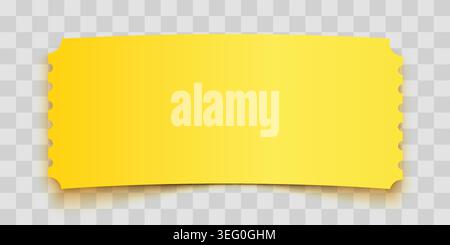 Blank yellow ticket or coupon template on a transparent background. Simple voucher for your design. Vector illustration Stock Vector
