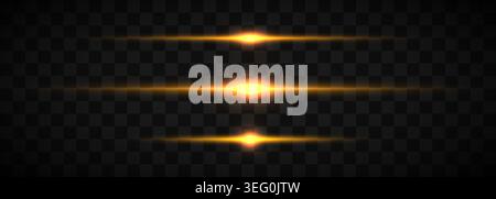Golden light flare effects on dark background for your design project. Vector illustration Stock Vector