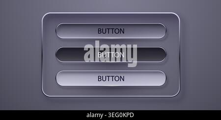 Neumorphic UI design elements with modern button components for interface development. Vector illustration Stock Vector