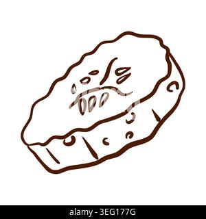 Fresh cucumber slice. Vector illustration in clean hand-drawn line art style. Vegetable ingredient element for burger menus, recipe cards, food labels Stock Vector