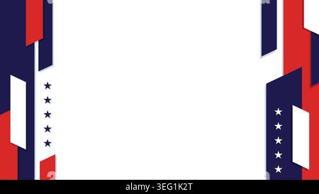 White blank horizontal background template with abstract American flag element geometric shapes. Usa flag background ideal for important days. Stock Vector