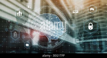 AI Data Analytics and Digital Brain Network for Business Technology. Stock Photo