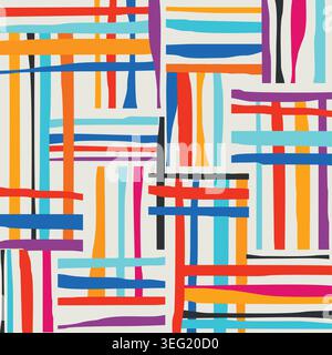 Seamless stripe pattern. Vector doodle geometric carpet. Hand drawn  stripes design for ceramic tile, wallpaper, linoleum, textile Stock Vector