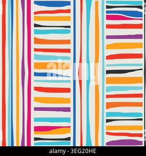 Seamless stripe pattern. Vector doodle geometric carpet. Hand drawn  stripes design for ceramic tile, wallpaper, linoleum, textile Stock Vector
