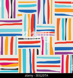 Seamless stripe pattern. Vector doodle geometric carpet. Hand drawn  stripes design for ceramic tile, wallpaper, linoleum, textile Stock Vector