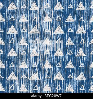Modern seamless geometric pattern on mottled texture background.  Abstract background with hand drawn smearing random lines. Vector Stock Vector