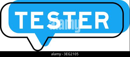 Speech banner and blue shade with word tester on white background Stock Vector