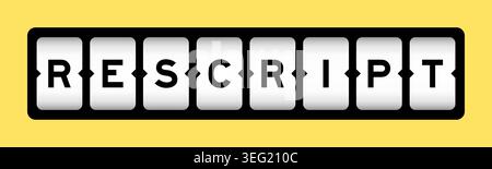 Black color in word rescript on slot banner with yellow color background Stock Vector