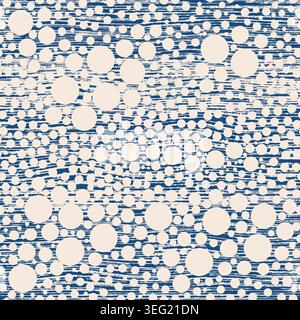 Modern seamless geometric pattern on mottled texture background.  Abstract background with hand drawn smearing random lines. Vector Stock Vector
