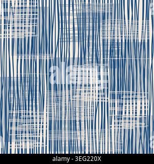 Modern seamless geometric pattern on mottled texture background.  Abstract background with hand drawn smearing random lines. Vector Stock Vector