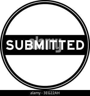 Black color round seal sticker in word submitted on white background Stock Vector