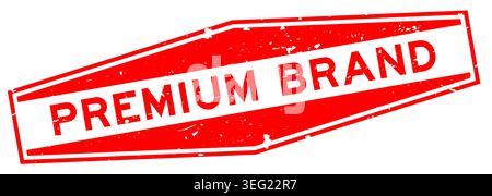 Grunge red premium brand word hexagon rubber seal stamp on white background Stock Vector