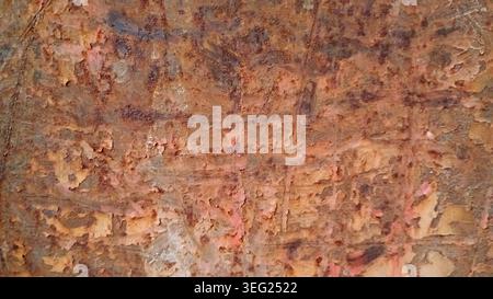 Rusty metal wall, rustic background in red colors, texture for scrapbooking background Stock Photo