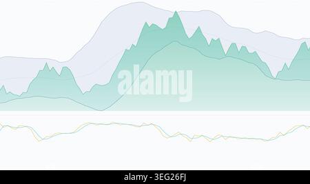 Dark background orange and brown area mountain graph trading chart vector illustration for digital business wealth tracking application Stock Vector