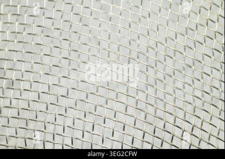Abstract Fine Metal Sieve Grid Pattern, Metallic Wire Mesh Texture Background for Industrial Concepts Stock Photo