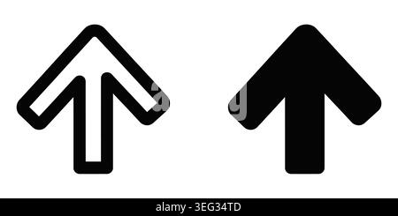Black arrow icons pointing up in solid and outline style Vector Stock Vector