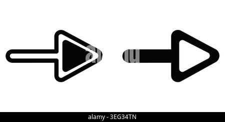 Black and white arrow icons pointing to the right for web navigation design Vector Stock Vector