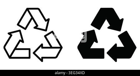 Black and outline recycle symbol icons set Vector Stock Vector