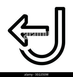 Black outline return arrow icon pointing left Vector Stock Vector