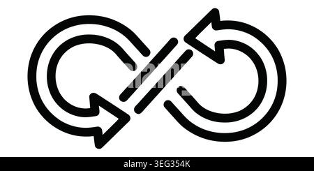 Black infinity symbol icon with circular arrows representing continuous loop Vector Stock Vector