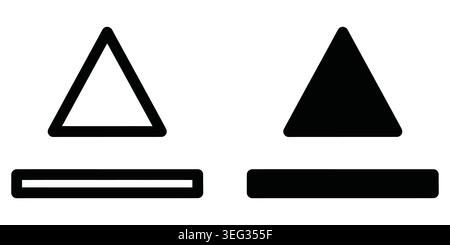 Black outline and solid fill triangle and line icons for user interface design Vector Stock Vector