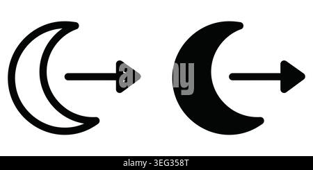 Black and white moon icons with arrows pointing to the right Vector Stock Vector