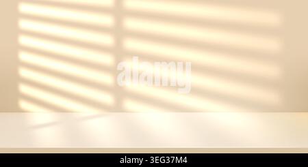 Product light room, kitchen window shadow bg on beige studio wall. 3d backdrop scene for pastel table and display, minimal empty cosmetic shelf Stock Vector
