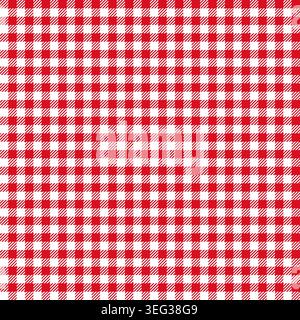 Check seamless pattern. Red checks background. Repeated gingham patern. Scottish style design prints. Repeating tablecloth. Checkered plaid. Small Stock Vector