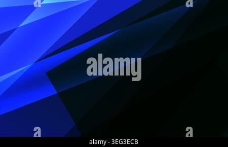 Dark blue modern abstract background featuring sharp polygonal forms, transparent overlays and glowing highlights for digital presentations and tech Stock Vector
