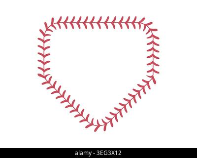 Baseball home plate outlined with softball-style stitching. Stock Vector