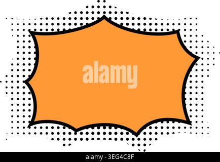 Empty talking bubble with halftone shadow in manga style. Cartoon dialogue cloud. Chat tag, textbox, message label, emphasis or impact comic effect template for anime book. Vector illustration. Stock Vector