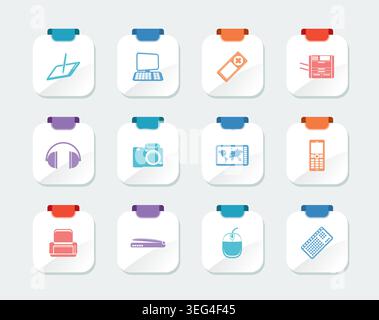 Bright Hi-tech technical equipment icons - vector icon set 3 Stock Vector