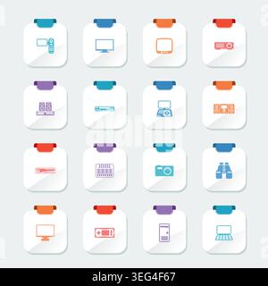 Bright Hi-tech equipment icons - vector icon set 2 Stock Vector