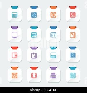 Bright Hi-tech and technology equipment - vector icon set 4 Stock Vector