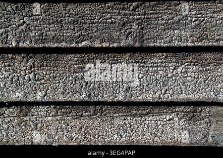 Charred Wooden Planks Texture Close Up Stock Photo