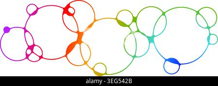 Rainbow connected bubbles pattern. Colorful geometric round morph concept. Morphing metaball shape. Abstract iridescent blob design element for logo, icon, tag, emblem, banner, sign, sticker. Vector Stock Vector