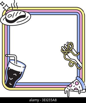 food and drinks frame picture frame decor y2k vector illustration Stock Vector
