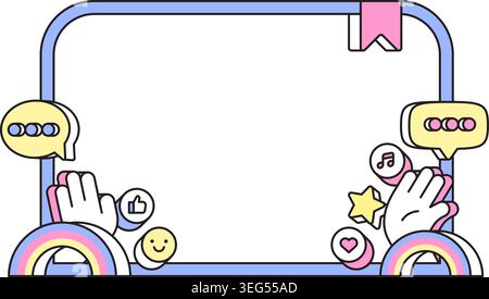 social media picture frame border icon online greeting live streaming concept Stock Vector
