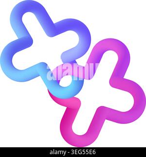 plus symbols intertwined 3d fluid line icon vector illustration Stock Vector