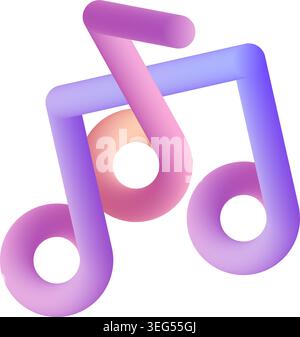 music key note 3d fluid line icon vector illustration Stock Vector